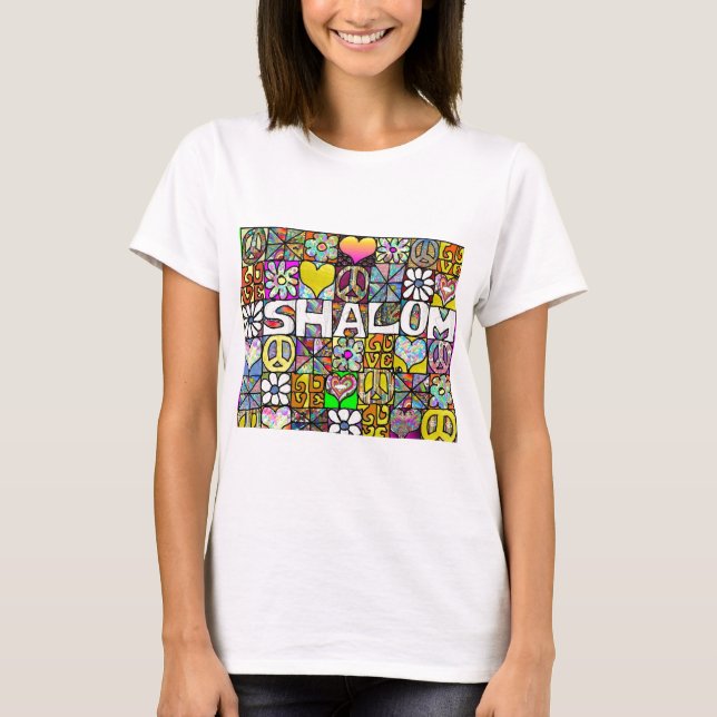 Retro 60er Psychedelic Shalom LIEBE Apparel Gesche T-Shirt (Vorderseite)