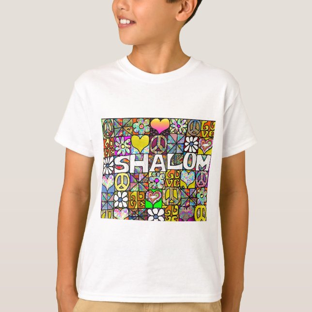 Retro 60er Psychedelic Shalom LIEBE Apparel Gesche T-Shirt (Vorderseite)