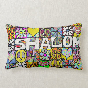 Retro 60er Psychedelic Shalom LIEBE Kopfkissen Lendenkissen