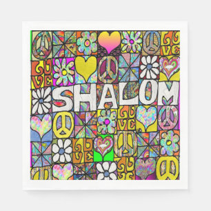 Retro 60er Psychedelic Shalom LIEBE Paper Napkins Serviette