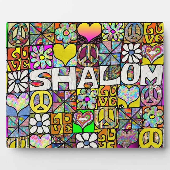 Retro 60er Psychedelic Shalom LIEBE Plaque Fotoplatte (Vorderseite)