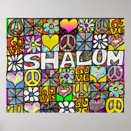 Retro 60er Psychedelic Shalom LIEBE Print Poster