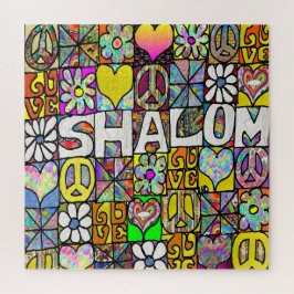 Retro 60er Psychedelic Shalom LIEBE Square Puzzle
