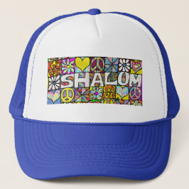 Retro 60er Psychedelic Shalom LIEBE Trucker Hat Truckerkappe