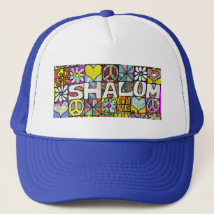 Retro 60er Psychedelic Shalom LIEBE Trucker Hat Truckerkappe