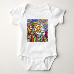 Retro 60er Psychedelic Sunshine Eagle Apparel Gesc Baby Strampler