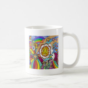 Retro 60er Psychedelic Sunshine Eagle Apparel Gesc Tasse