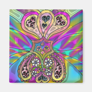 Retro 60er psychedelische Herzen Blumen Geschenke Magnet