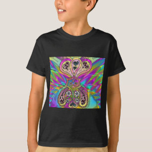 Retro 60er psychedelische Herzen Blumen Geschenke  T-Shirt