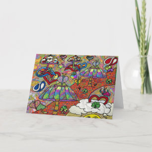 Retro 60er psychedelische magische Pilz-Gruß-Karte Karte