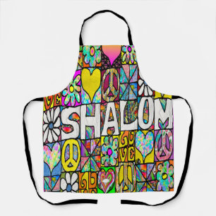 Retro 60er psychedelisches Shalom LIEBE Schürze