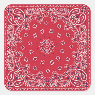 Retro 60er Red Bandanna Quadratischer Aufkleber
