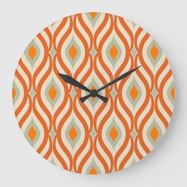 Retro 60er Stil Nahtloses Muster Große Wanduhr (Vorderseite)