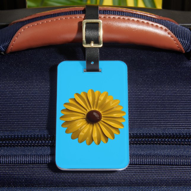 Retro 60er Sunflower Daisy Blume Modeschmuck Gepäckanhänger (Vorderseite Insitu 2)