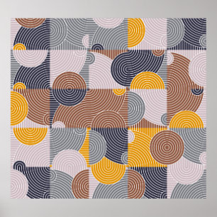 Retro 60er Tiles: Farbiges geometrisches Muster Poster