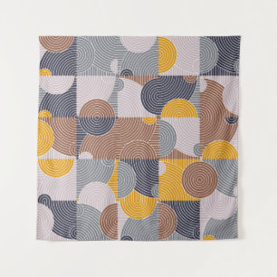 Retro 60er Tiles: Farbiges geometrisches Muster Wandteppich