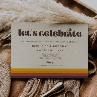 Retro 60er Vintag Feiern wir Geburtstag Einladung