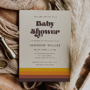 Retro 60er Vintag Mid Century Baby Dusche Einladung