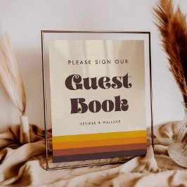 Retro 60er Vintag Unterschreiben Sie unser Gästebu Poster