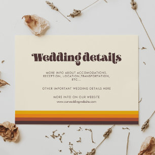 Retro 60er Vintage Farben Hochzeitsdetails Karte