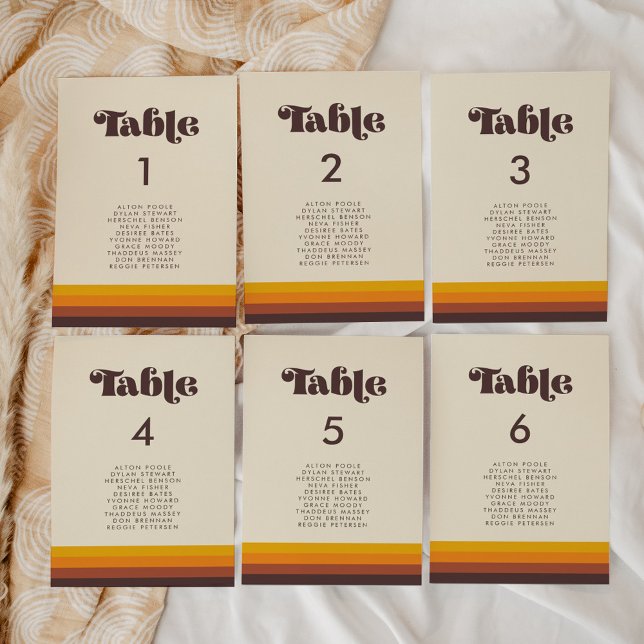 Retro 60er Vintage Farbkarten Sitzkarten Tischnummer (Von Creator hochgeladen)