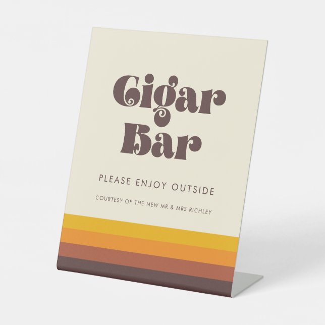 Retro 60er Vintage Wedding Cigar Bar Sockelschild (Vorderseite)