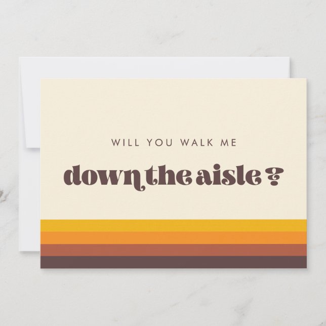 Retro 60er Werden Sie mir den Gang entlang gehen V Einladung (Vorderseite)