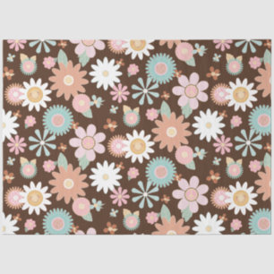 Retro 60s 70s Hippie Floral Daisy Decoupage Tissue Seidenpapier