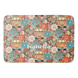 RETRO 60s 70s Hippy Van Feeling Groovy Floral Name Badematte