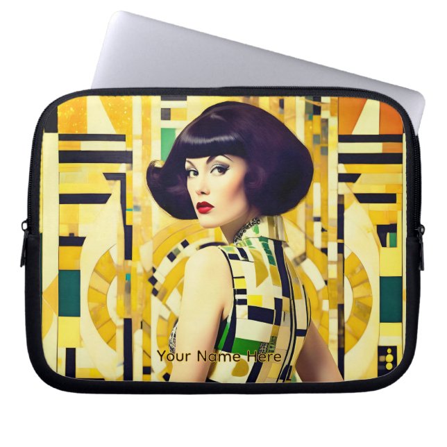 Retro 60's Beauty Geometric fashionplate yellow Laptopschutzhülle (Vorderseite)