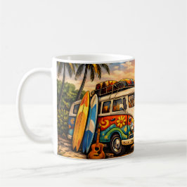 Retro 60s Hippie Beach Bus Sunset | Surf Van Life Kaffeetasse