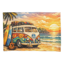 Retro 60s Hippie Beach Bus Sunset | Surf Van Life
