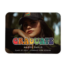 Retro 60s Hippie Fun Photo graduation Magnet