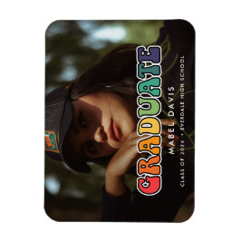 Retro 60s Hippie Fun Photo graduation Magnet
