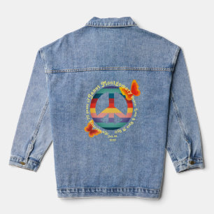 Retro 60's Psychedelic Butterfly Peace Sign Jeansjacke