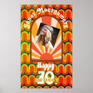 Retro 60's Psychedelic Custom Foto 70. Geburtstag Poster