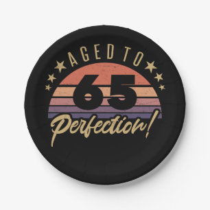 Retro 65. Geburtstag Spaß Pappteller