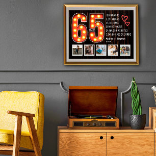 Retro 65-jähriges Hörspiel Custom Foto Collage Poster