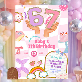 Retro-67-Ästhetik-Patch-Party-Geburtstag Einladung