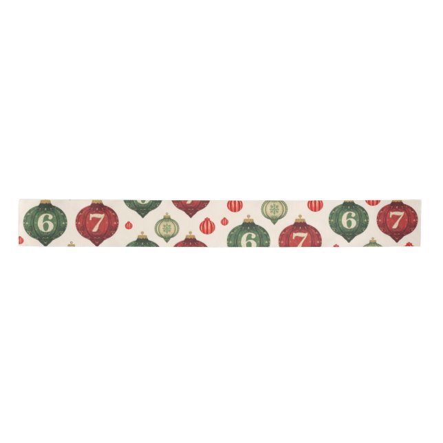 Retro “67” Christmas Ornament Flat Wrapping Paper Satinband (Vorderseite)