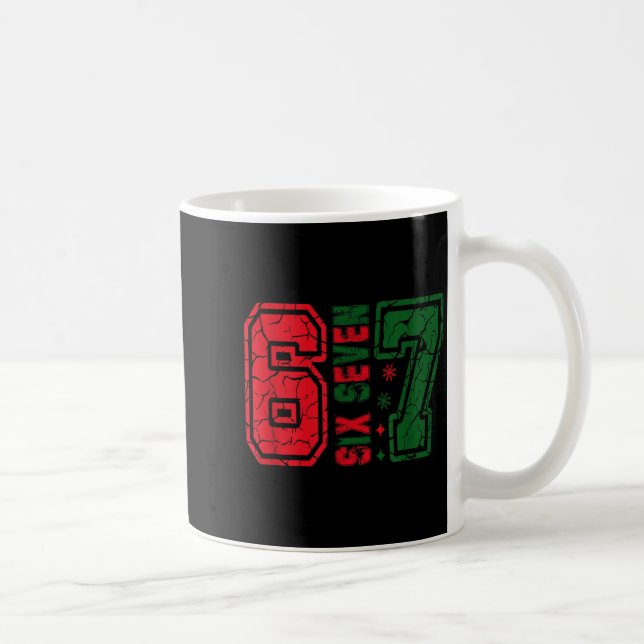 Retro 67 Funny Six Seven Meme 6 7 Number Christmas Kaffeetasse (Rechts)