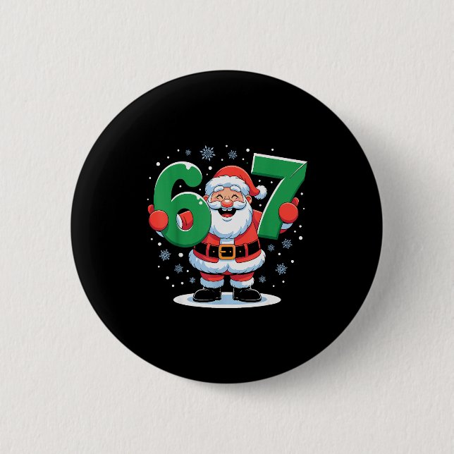 Retro 67 Meme Lustiges Weihnachten Santa Six Seven Button (Vorderseite)