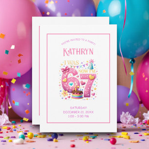 Retro-67-Rosa-und-Lila-Birthday-Party Einladung