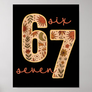 Retro 67 Six Seven Boho Floral Retro Mond Blumen  Poster