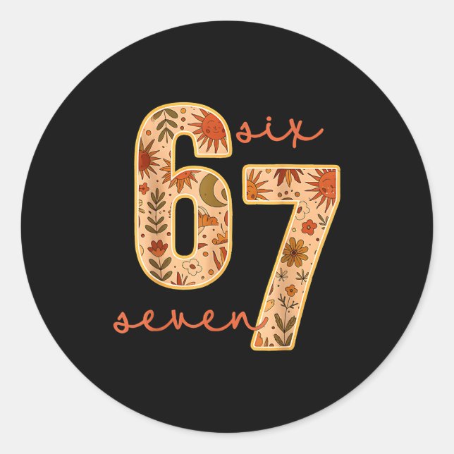 Retro 67 Six Seven Boho Floral Retro Moon Flowers  Runder Aufkleber (Vorderseite)