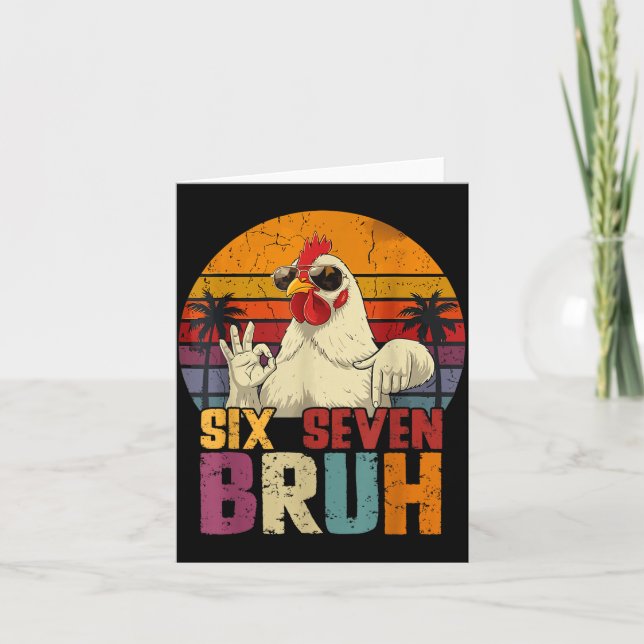 Retro 67 Six Seven Bruh Funny Chicken With Sungles Karte (Vorderseite)