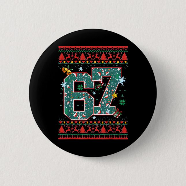 Retro 67 Six Seven Weihnachts-Shirt Meme  Button (Vorderseite)