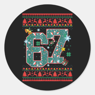 Retro 67 Six Seven Weihnachts-Shirt Meme Runder Aufkleber