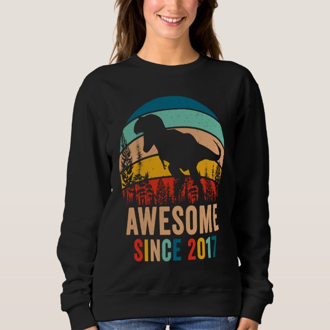 Retro 6th Bday Dinosaur T Rex Boys Awesome Since 2 Sweatshirt (Vorderseite)