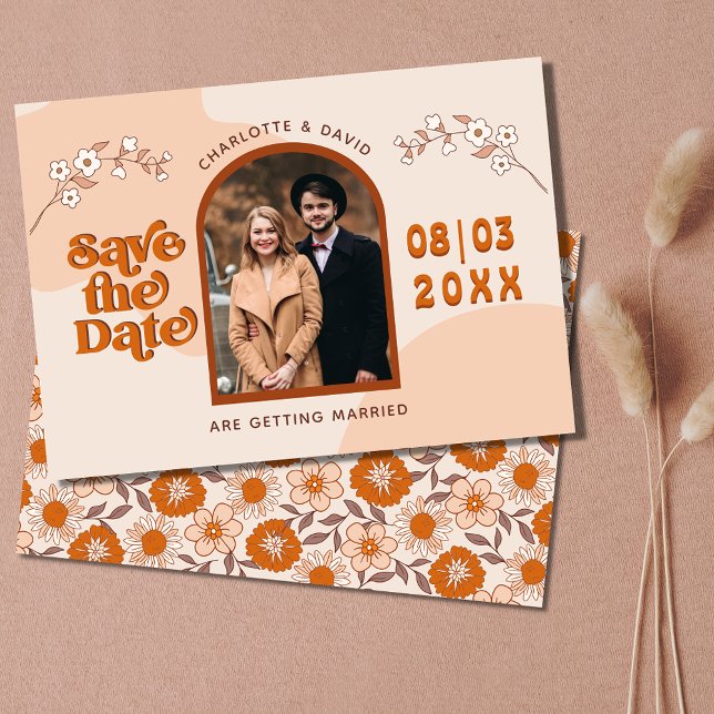 Retro 70 Arted Foto Boho Save the Date (Von Creator hochgeladen)
